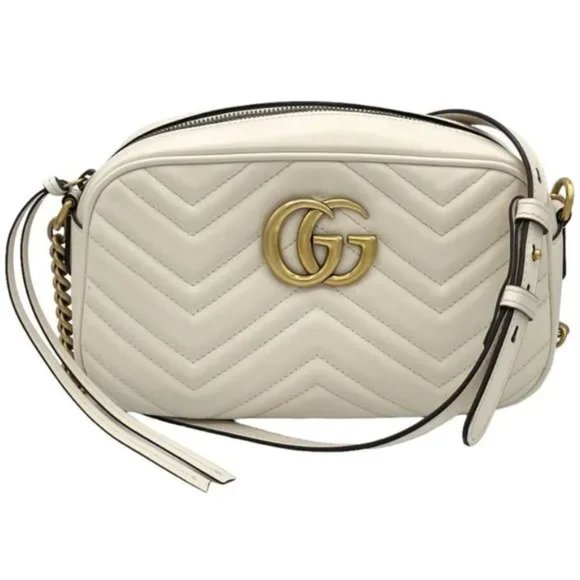 Gucci Handbags - Gucci GG Marmont Matelasse Small Shoulder Bag in White Leather